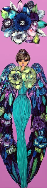 Free angel bookmark featuring a floral standing angel